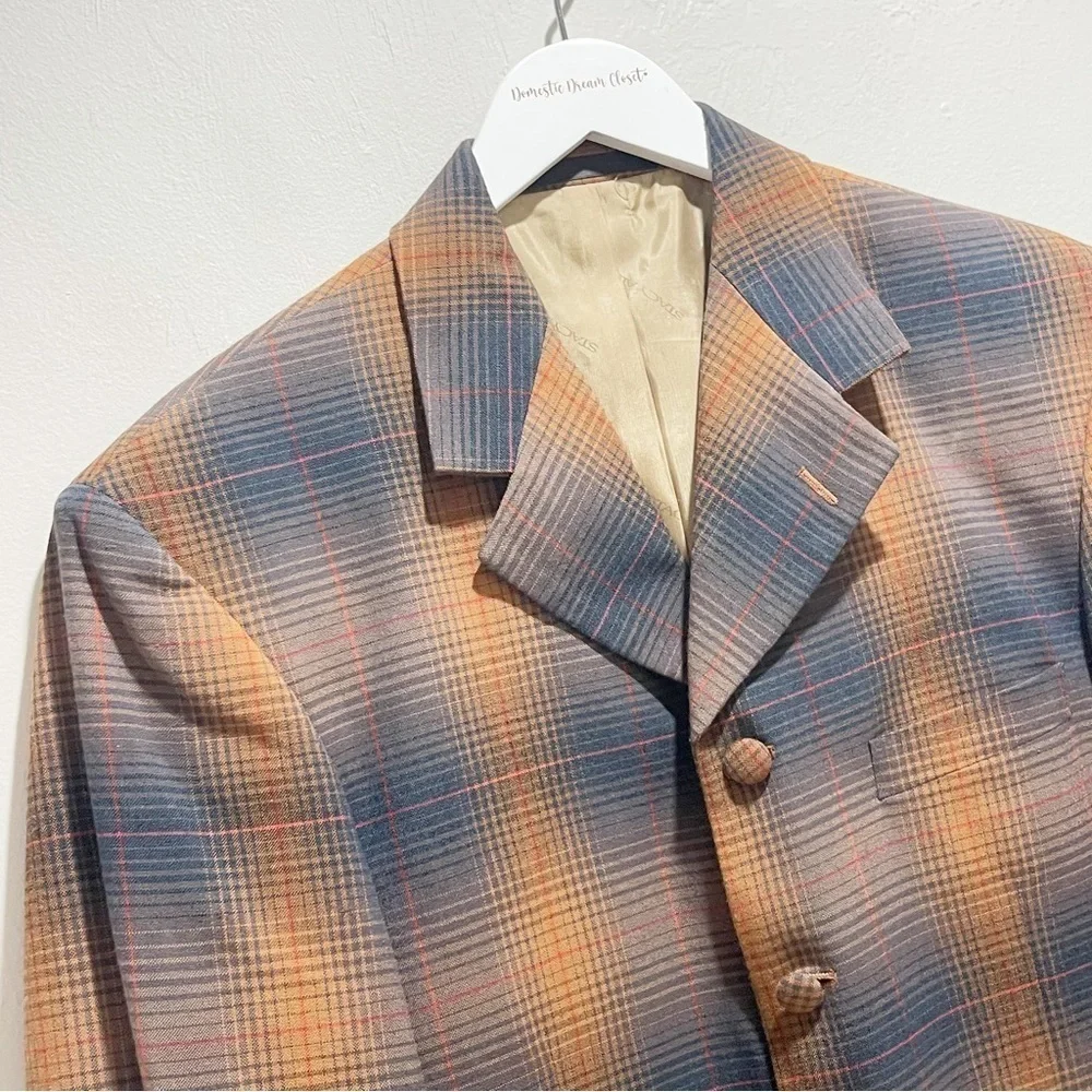 STACY ADAMS Men’s Multicolor Plaid Single Breasted Sports Coat Blazer Size 38R